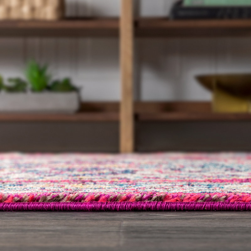 Lathan Bohemian FLAIR Boho Vintage Medallion Pink/Ivory Rug, Runner 2'3" x 8'