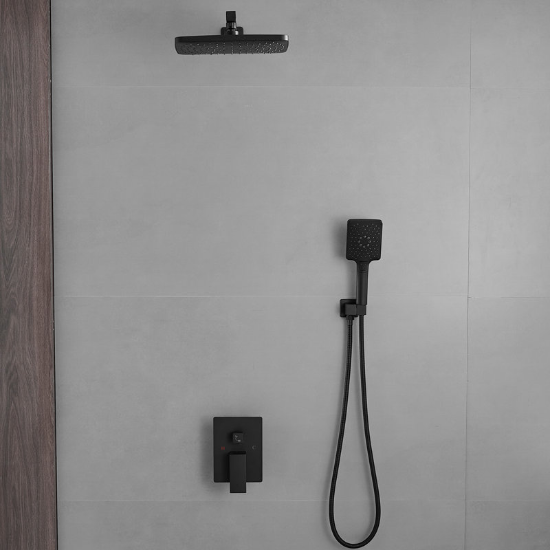 1 Complete Shower System with Rough in-Valve, Matte Black