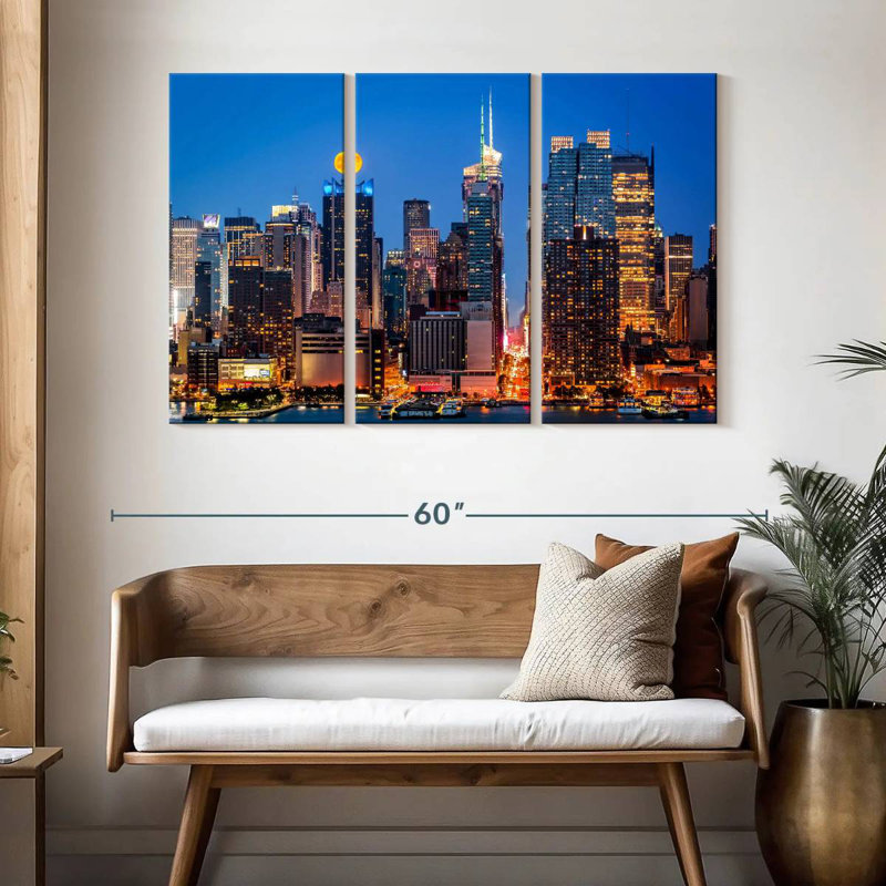 Sireci Super Moon Over Midtown NYC, 32" H x 50" W