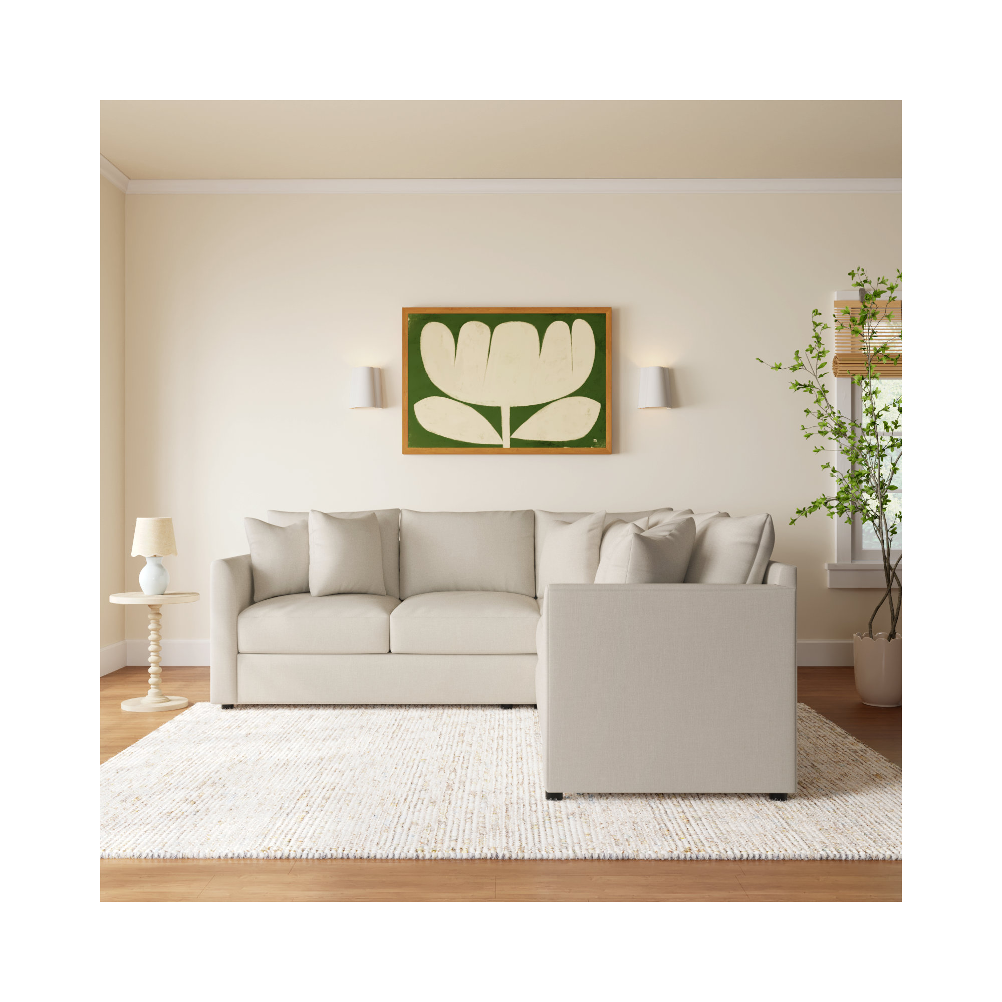 Cecelia Upholstered L-Sectional, Canvas Canvas Sunbrella® Canvas, Left Hand Facing