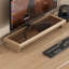 Bureau rectangulaire en bois massif brun à 2 tiroirs-108169595