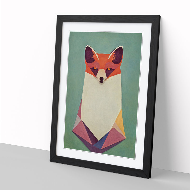 Bust Of A Fox - Single Picture Frame Print, 34cm H x 25cm W x 2cm D, Black Framed