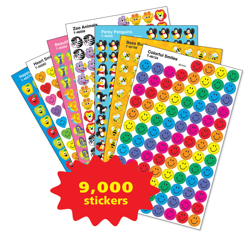 Ensemble d'assortiments d'autocollants TREND SuperSpots & SuperShapes, 100 autocollants par feuille, 90 feuilles