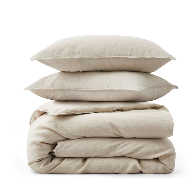 Ensemble de housse de couette en lin et coton très grand - Ensemble de literie douce et respirante avec texture naturelle pour toutes les saisons