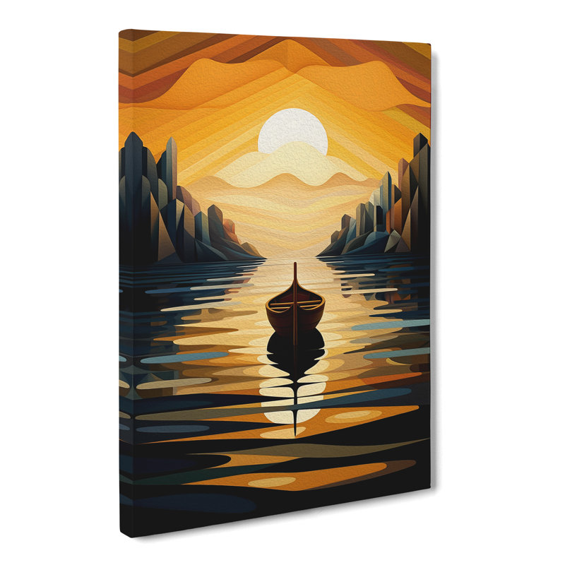 Boat On A Lake Deco - Wrapped Canvas, 60cm H x 40cm W x 3cm D