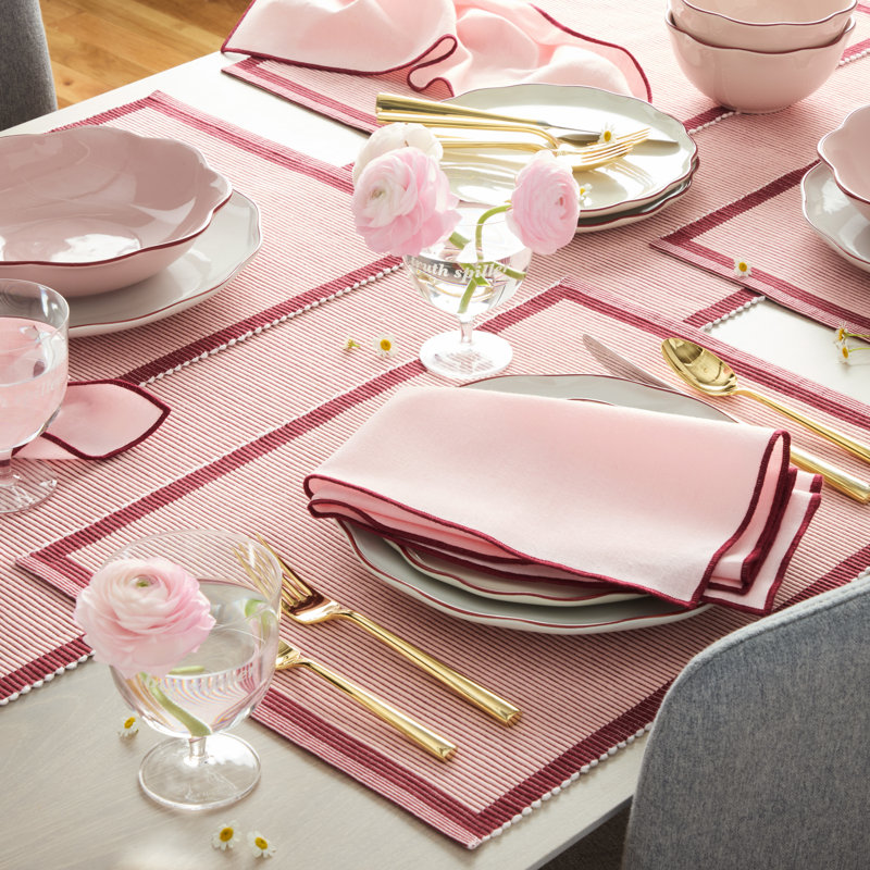 kate spade new york Garden Party 4-Pack Set Placemat Set, Pink/Rose Pink, 14x19, Pink