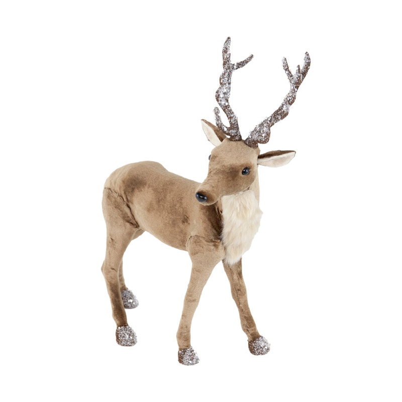 Cerf debout en velours et mousse