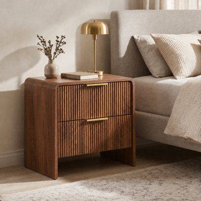 22"W Nightstand with 2-Drawer and Fluted Texture