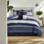 Ensemble de literie luxueuse en fausse soie 7 pièces, polyester bleu marine, style traditionnel pour un usage domestique
