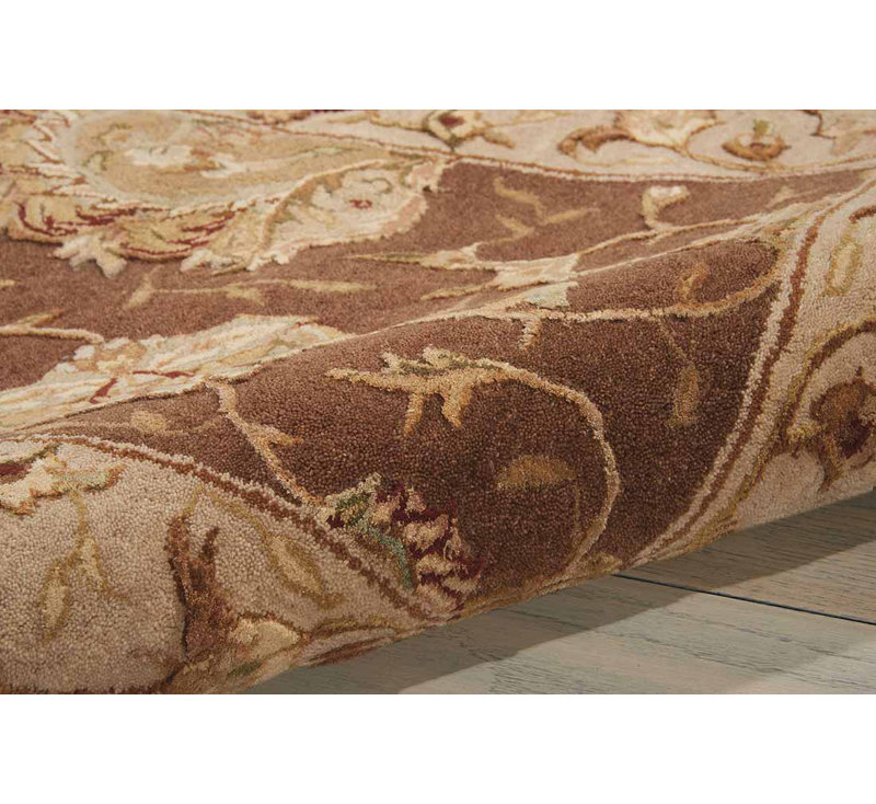 Tapis brun / vert en soie touffeté à la main Garrity 3000, Tapis de couloir 2 pi 6 po x 12 pi