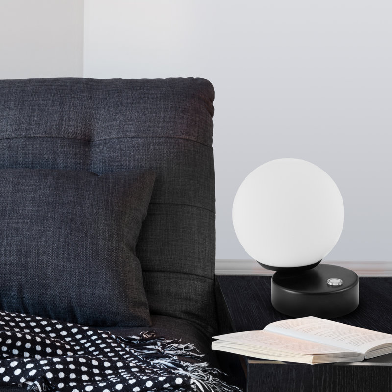 Capri 6-in Integrated LED ETL Certified Black Table Lamp with Glass Shade and Touch Sensor Dimming