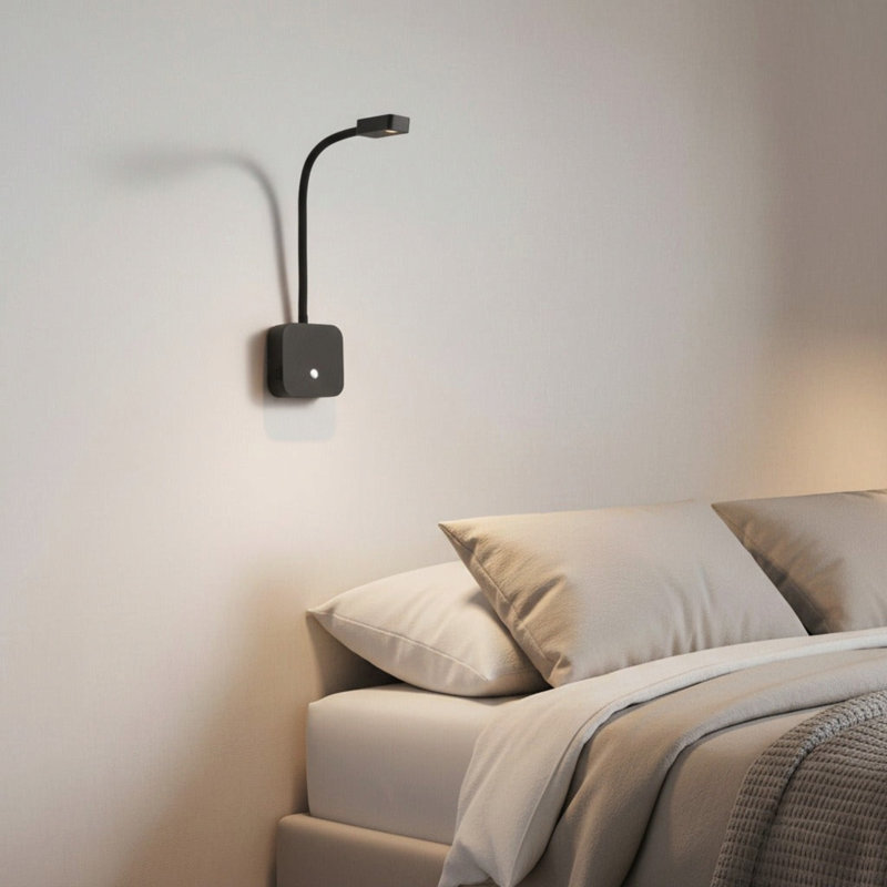 UltraBeam 3 Watt Flexible Bedroom Reading Wall Lamp With USB Charging Ports, Matte Black