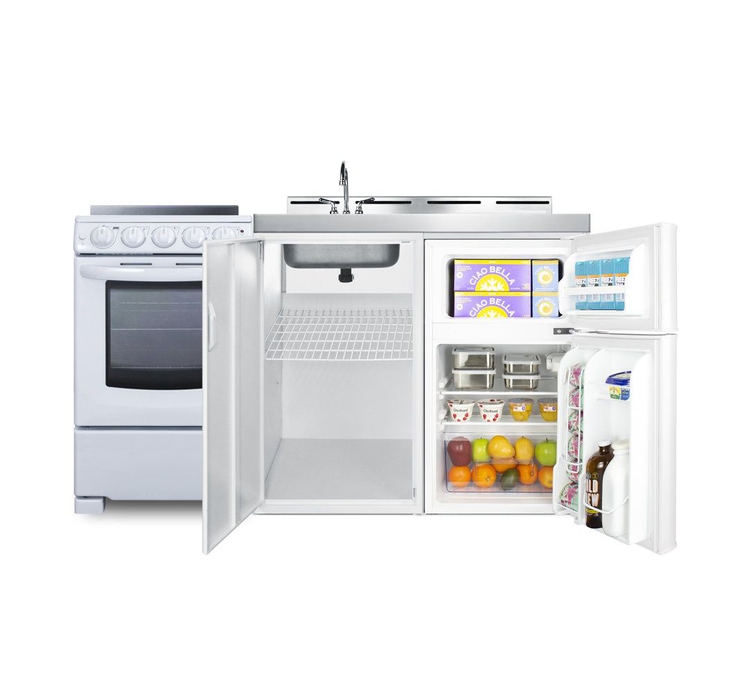 Summit Appliance All-In-One Combo Kitchens 3.2 Cubic Feet Kitchenette Mini Fridge with Freezer Summit Appliance