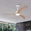 Ventilateur de plafond à pales en bois massif 52 po, ventilateur de plafond intérieur extérieur avec éclairage avec télécommande, moteur réversible silencieux, 6 vitesses, 3 couleurs, pour salon de patio, chambre à coucher, bureau, intérieur (blanc mat)-1069408285