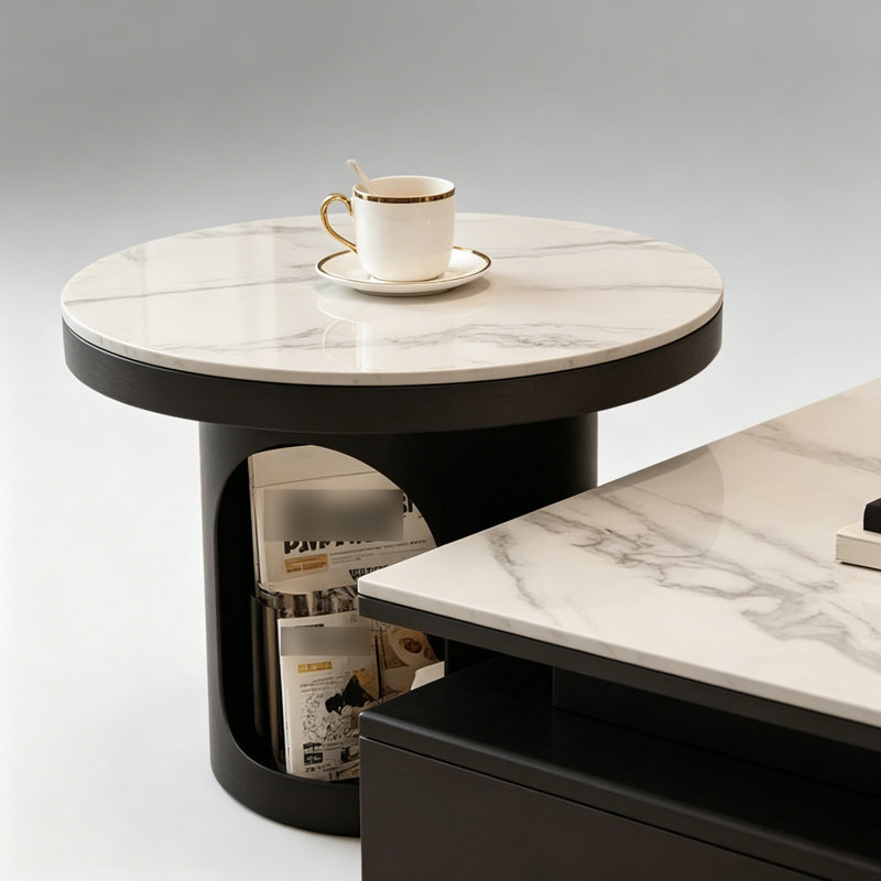 Ensemble de tables basses avec rangement en ardoise Home Simplicity, H 13,77 po x l 43,3 po x P 31,49 po, Gris clair / noir