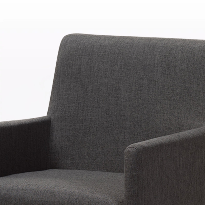 Fauteuil en tissu gris foncé Karmisha au fini noyer, H 29,92 po x l 21,46 po x P 23,03 po, Gris foncé