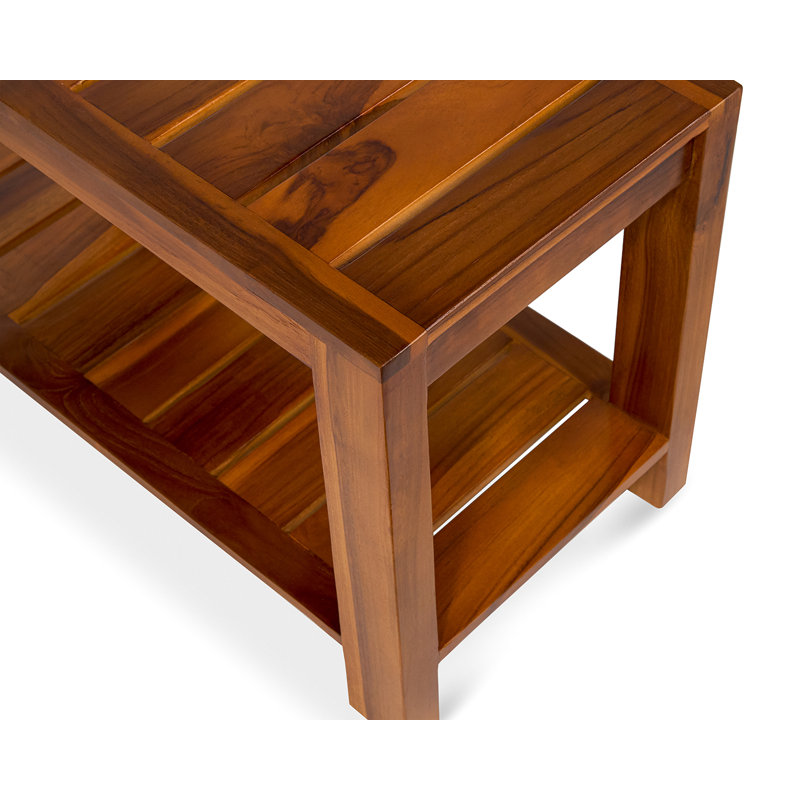  Banc de douche en teck avec tablette, 30 po de large, tabouret de douche, siège de douche entièrement assemblé, banc de baignoire spa résistant à l'eau pour la douche, la salle de bain et le vestibule