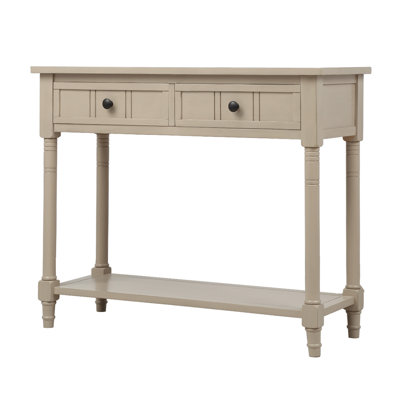 Daisy Series Console Table Traditional Design With Two Drawers And Bottom Shelf (Retro Grey)