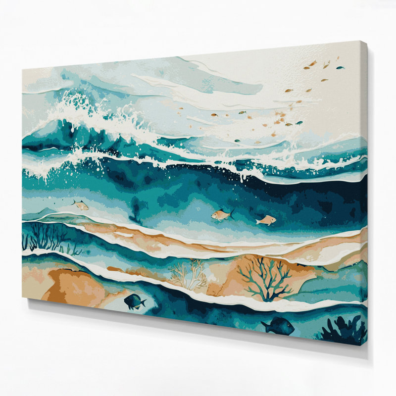 «Hawaiian Lagoon Waters», art mural sur toile beige, H 20 po x l 30 po