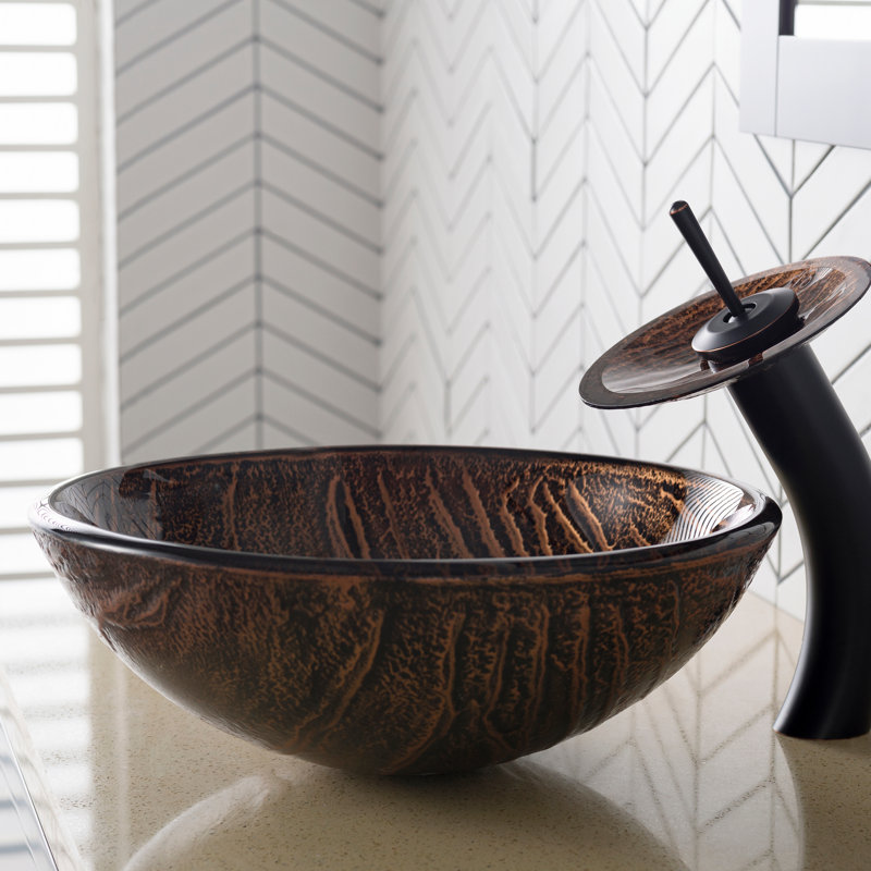 Gaia Copper-Brown Glass Circular Vessel Sink