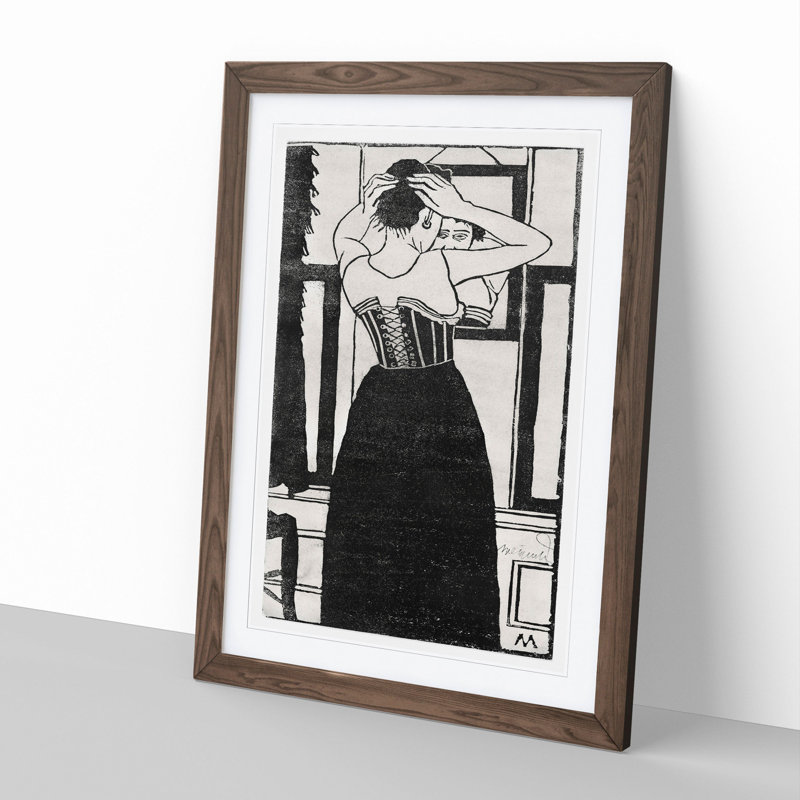 In Front of the Mirror by Samuel De Mesquita - Picture Frame Graphic Art, 65cm H x 48cm W x 2cm D, Walnut Framed