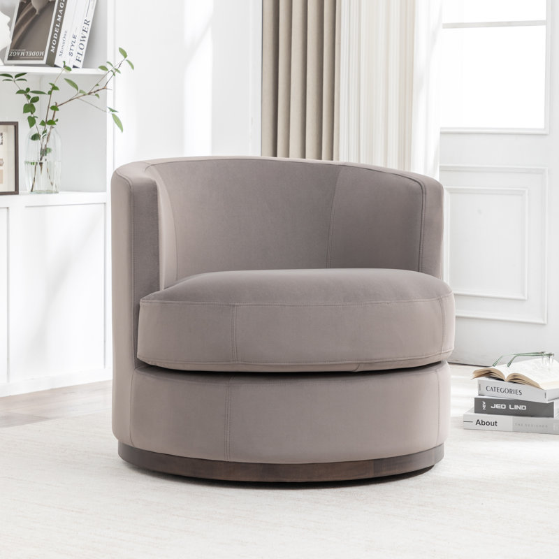 Fauteuil demi-tonneau Arabella, Velours vison mohair performance