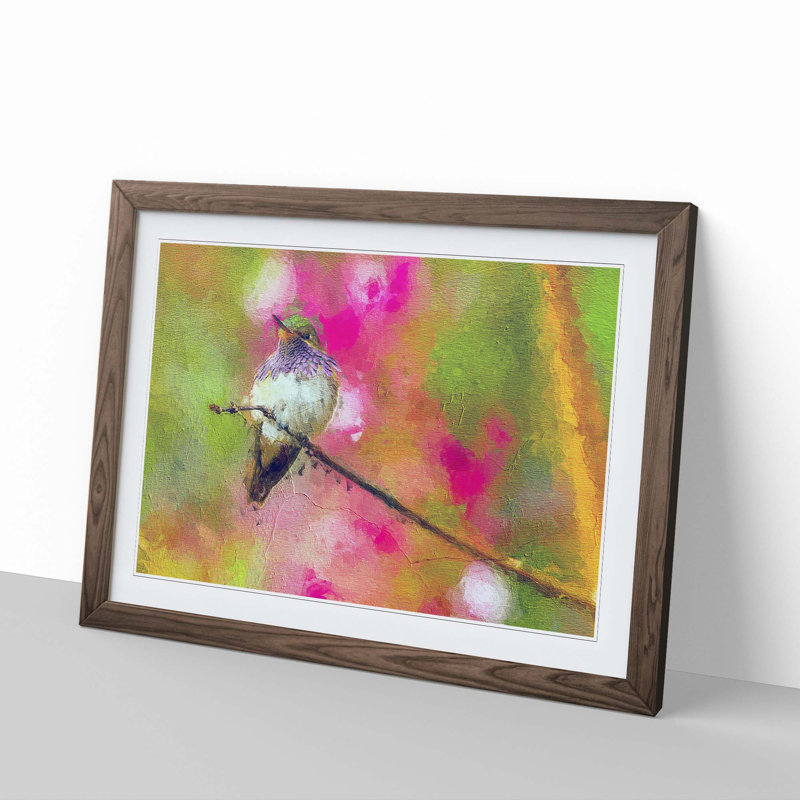 Hummingbird - Picture Frame Painting Print, 48cm H x 65cm W x 2cm D, Walnut Framed