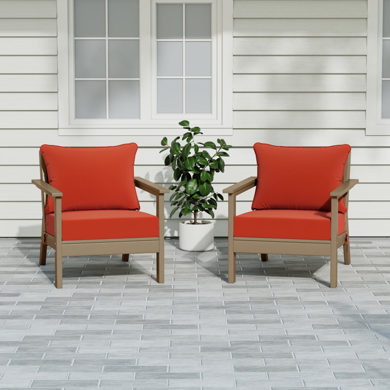 Chaise profonde avec coussins (ensemble de 2), Orange, Marron clair