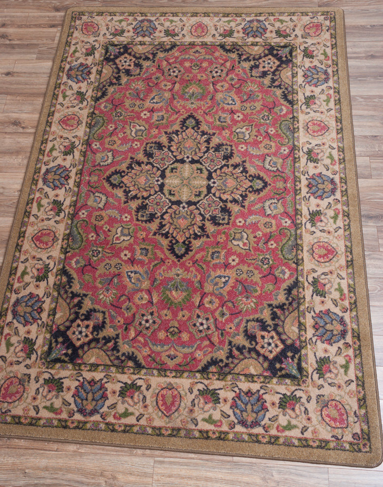 Wayfair Monarchy Rugs Bungalow Rose Prolley Oriental Pink/Ivory Area Rug | Wayfair