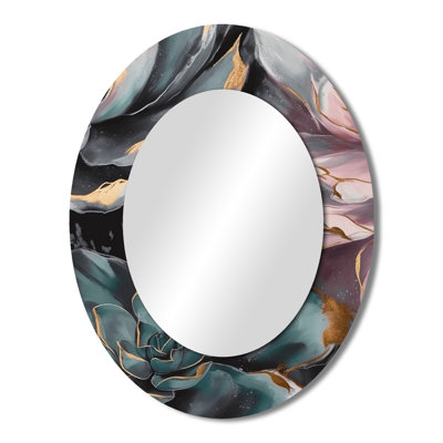 Green Serenade Of Succulents I - Green Traditional Oval Wall Mirror