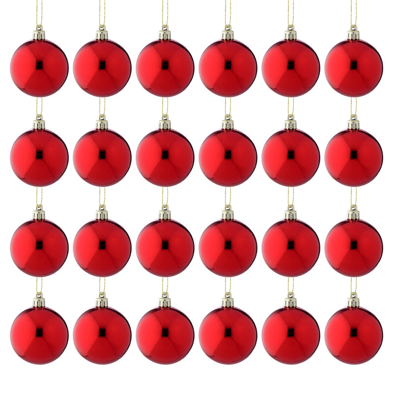 Boule brillante en plastique incassable 60 mm , Rouge