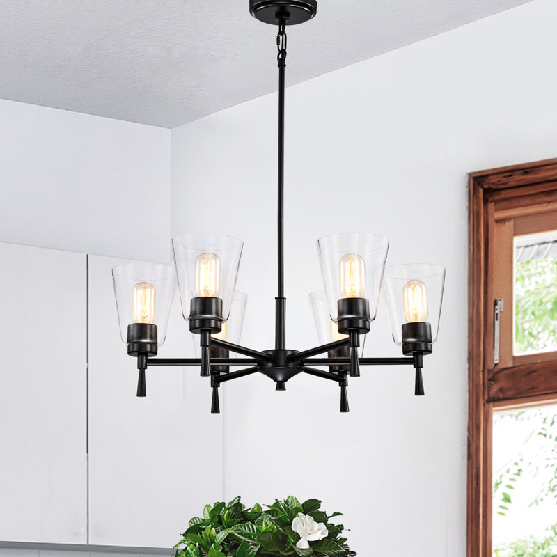 Lustre moderne 6 lumières Briarwood, Noir mat