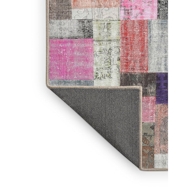 Tapis bleu/gris/rose zone contemporaine, Rectangle 7 pi x 10 pi
