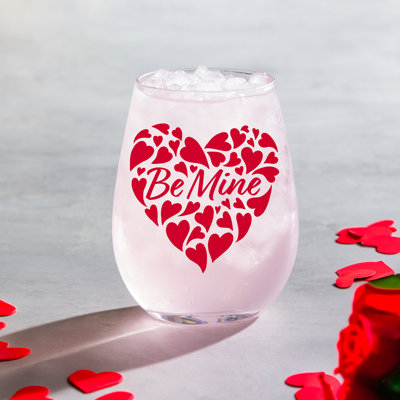 Verre sans pied "Be Mine" de la Saint-Valentin, 17 oz, boîte-cadeau