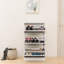 Armoire à chaussures 3 niveaux en bois avec miroir, pour maison et appartement, blanc mat, tiroir escamotable blanc