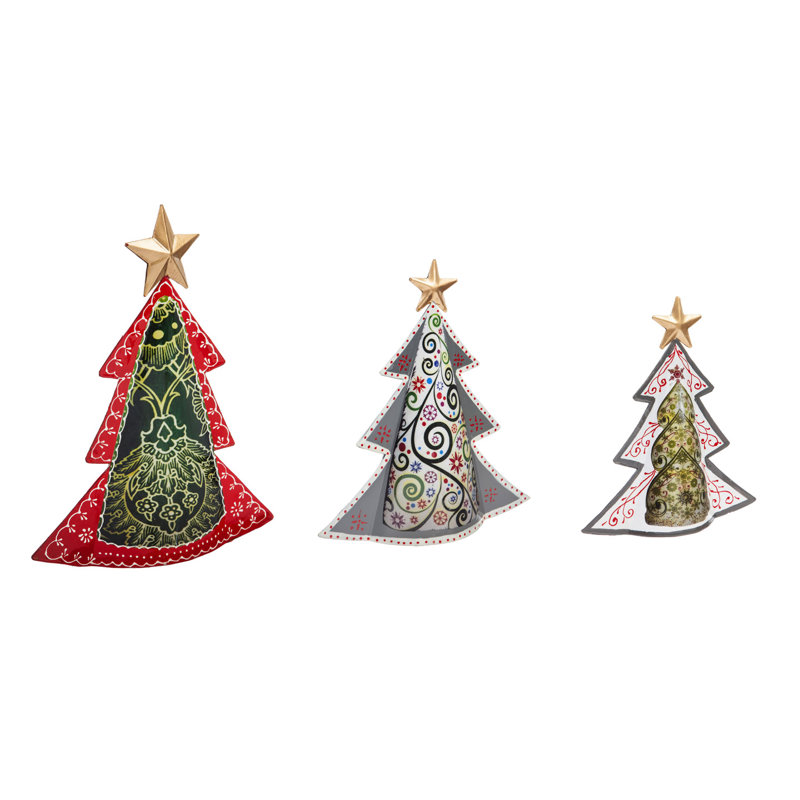 Ensemble de décoration de table 3 pièces arbre de noël en métal