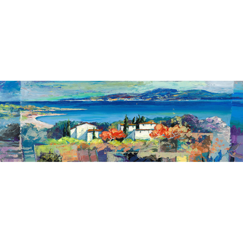 Mediterrarean Landscape 1 Piece Wrapped Canvas Painting, 35cm H x 100cm W x 4cm D