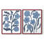 «Blue Folk Florals I», reproduction encadrée de qualité supérieure - prête à être accrochée - aucun clou requis - aucun clou requis