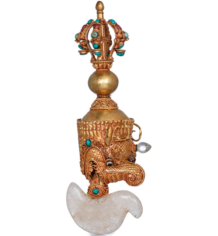 Hachoir tibétain bouddhiste Makara avec poignée Vajra