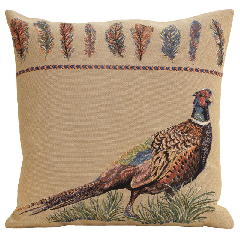 Pheasant Single European Cushion Covers, Beige/Blue/Brown/Green Pheasants 3