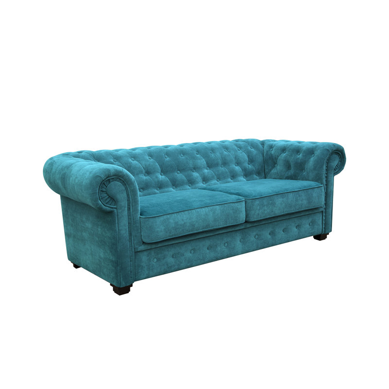 Dunfries 2 Seater Upholstered Chesterfield Sofa, Teal