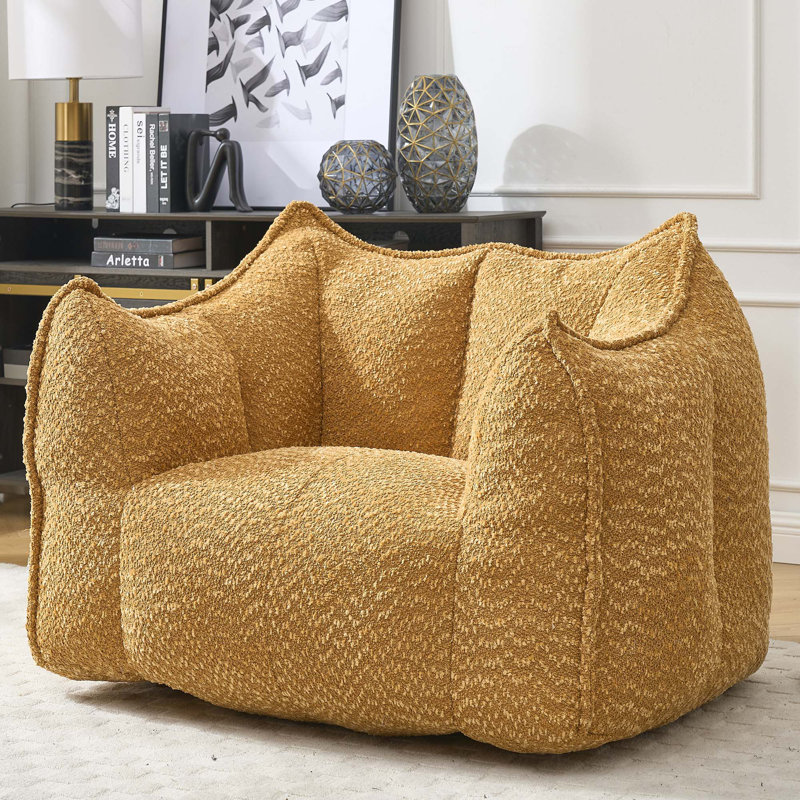 Chaises confortables paresseuses carrées avec mousse très résistante, Chenille jaune