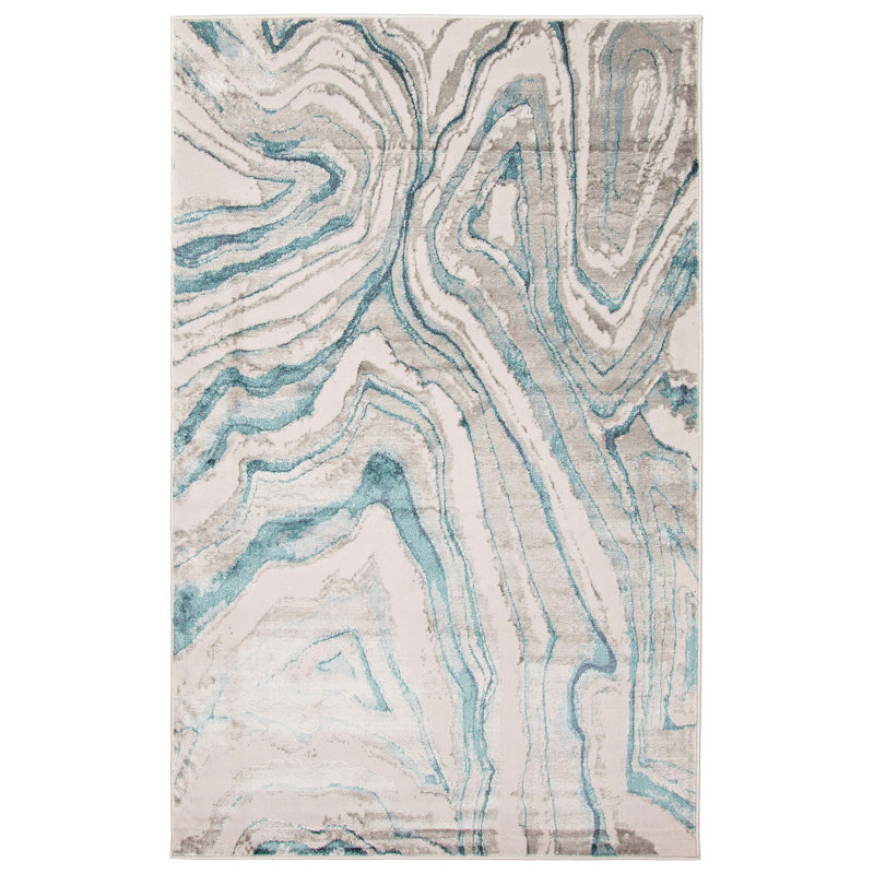 Menne Teal Rug, Rectangle 5' x 8'