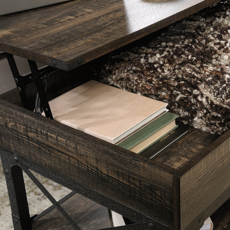 Table basse à plateau relevable brun de style industriel | Idée de cadeau