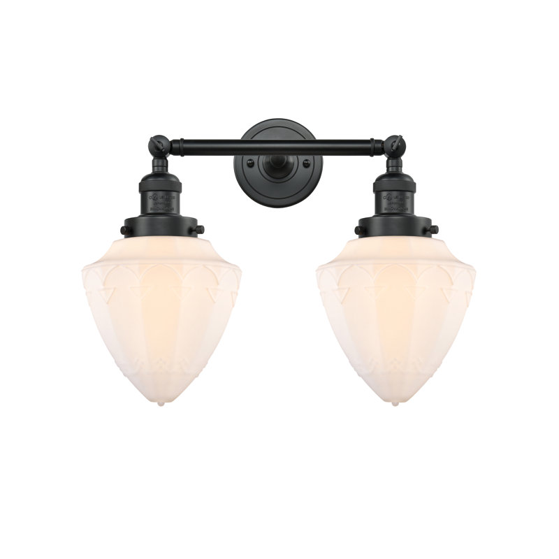 Éclairage pour meuble-lavabo à 2 lumières à intensité variable Antinette, Blanc mat, Noir mat