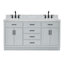 Meuble-lavabo double en bois massif de 66 po avec plateau en marbre de Carrare de 1,5 po Thornaby-1047605994-1008703727