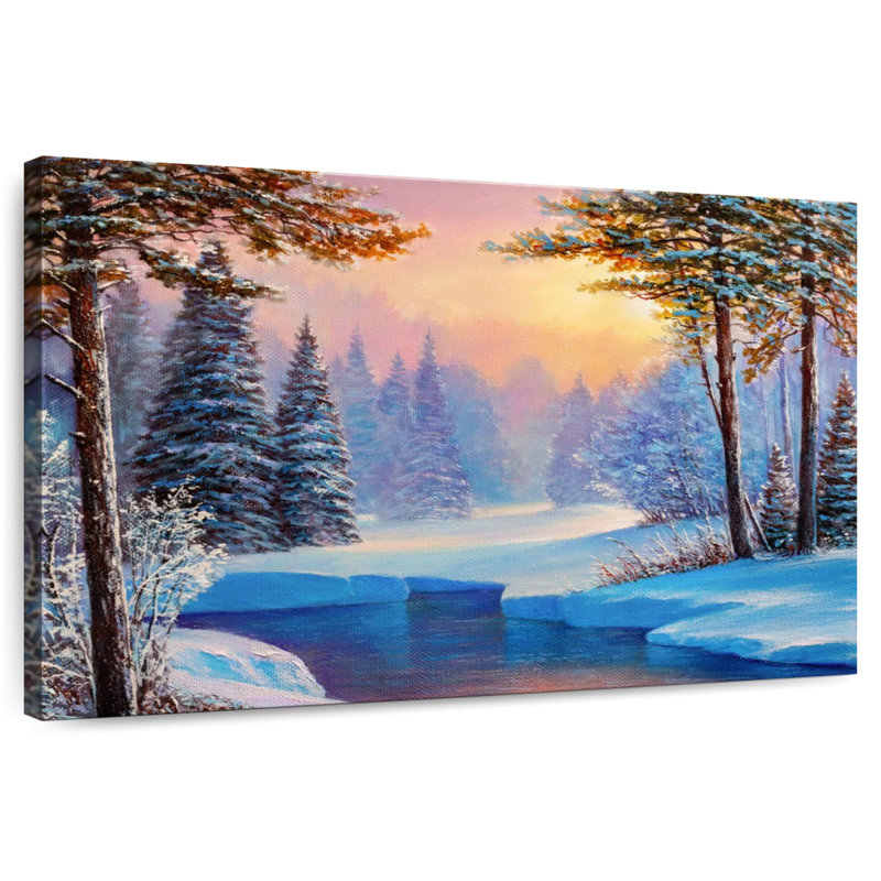 Paysage de rivière d'hiver Alvord, H 26 po x l 39 po