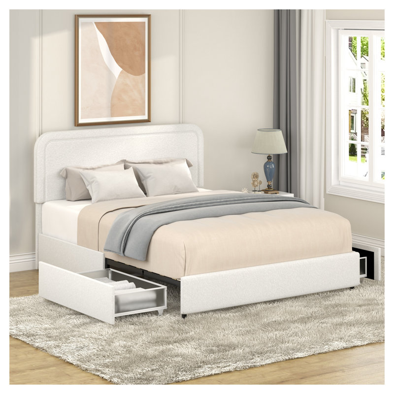 Grand lit plateforme tapissier Liv