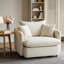 Fauteuil d'appoint pivotant crème Boucle, canapé simple surdimensionné confortable avec coussins pour les petits espaces