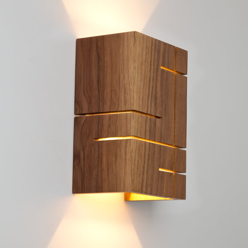 Claudo LED Flush Mounted Sconce, Oiled Walnut, Damp